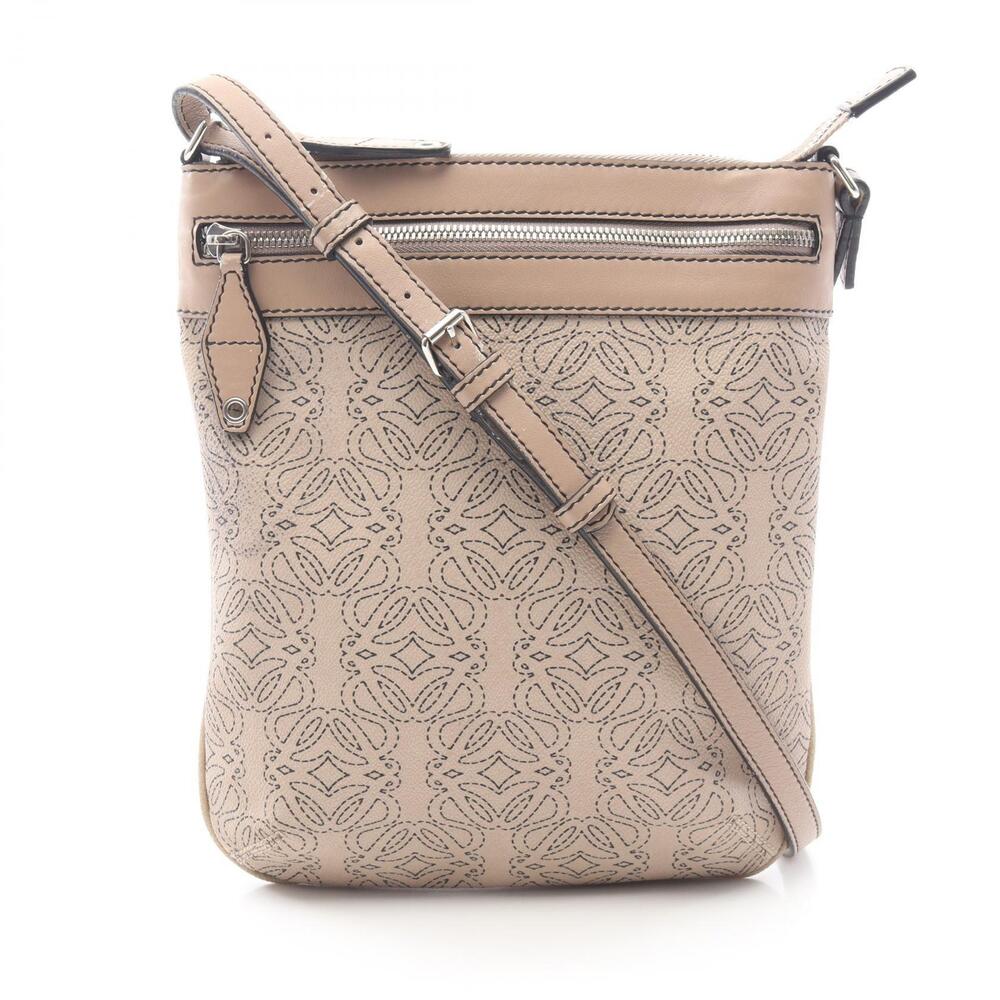 Loewe Anagram Shoulder Bag Canvas Leather Beige Cream